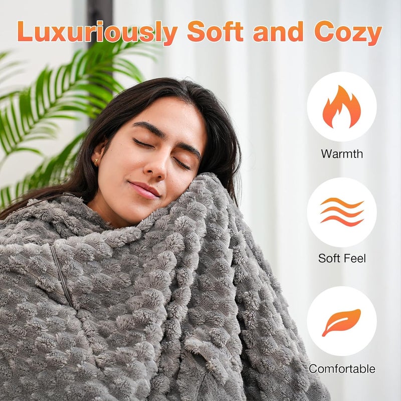 MEXITOP Cordless Battery Operated Heated Blanket, Wearable Heating Throw for Car,Camping,Office Warm Gift Machine Washable Super Cozy Soft Blanket with 10000 mAh Battery Pack 3 Heating Levels 63" X 35" - Image 2